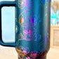 40oz Black Rainbow Stitched Engraved Tumbler