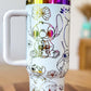 40oz White Rainbow Stitched Engraved Tumbler