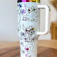 40oz White Rainbow Stitched Engraved Tumbler