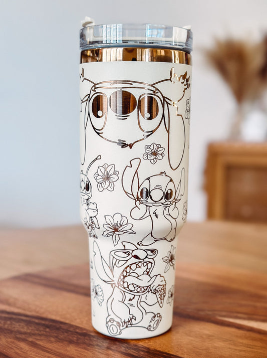 40oz Copper Stitch Engraved Tumbler