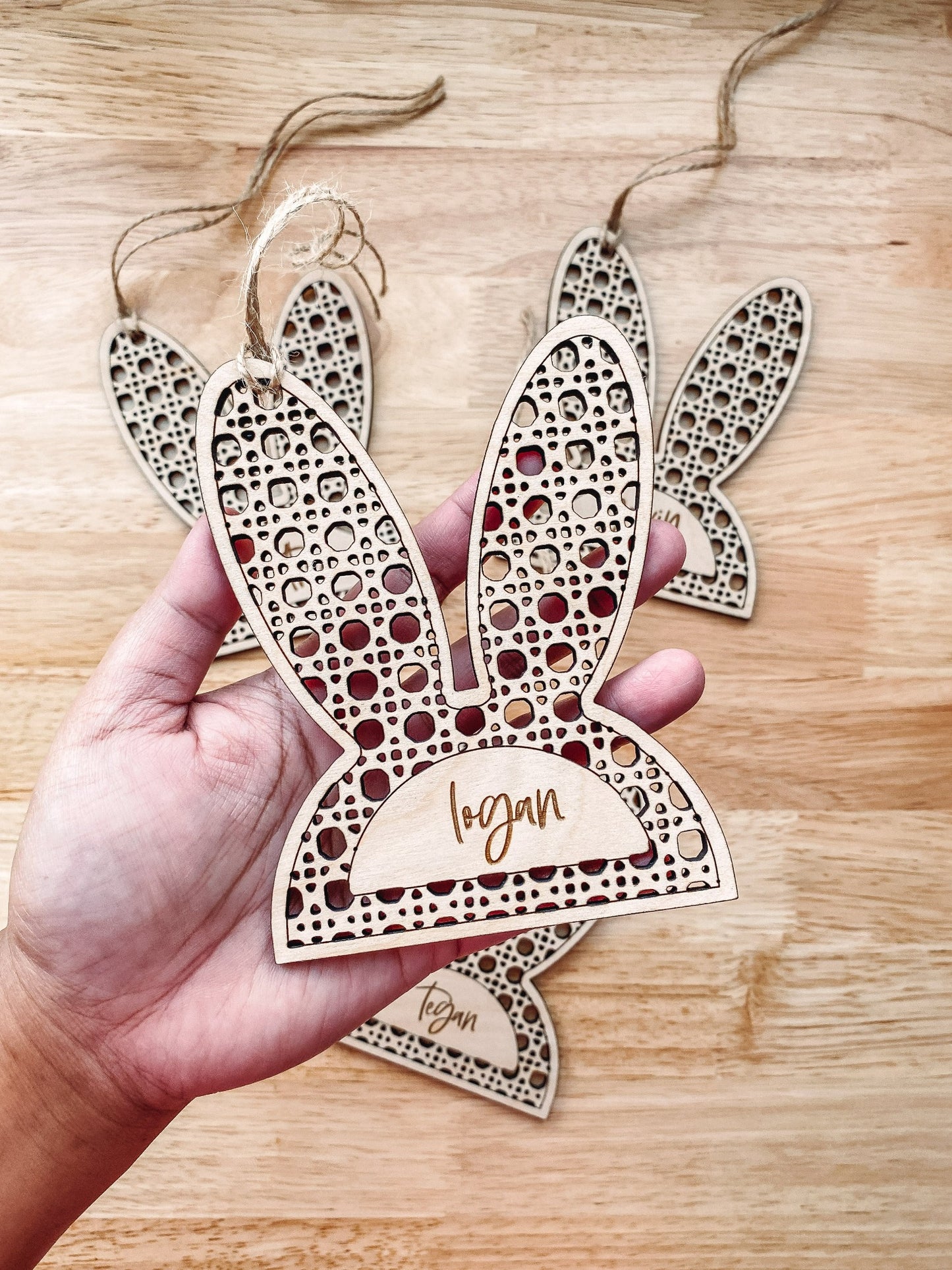 Rattan Bunny Ears Tag | Cane Webbing Tag | Easter Basket Tag | Personalized Easter Gift