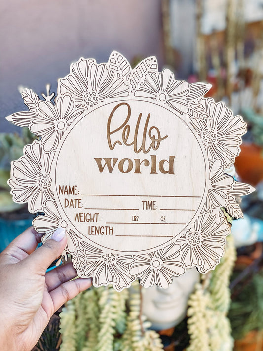 Baby Welcome Round - Hello World Floral