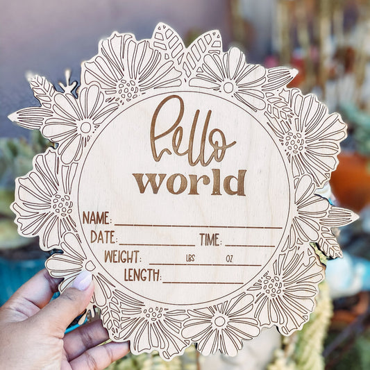Baby Welcome Round - Hello World Floral