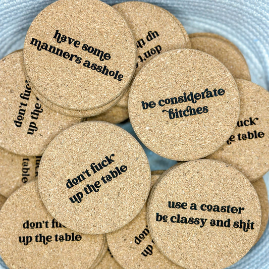 Coasters 4pk - Cork - Swear Assortment