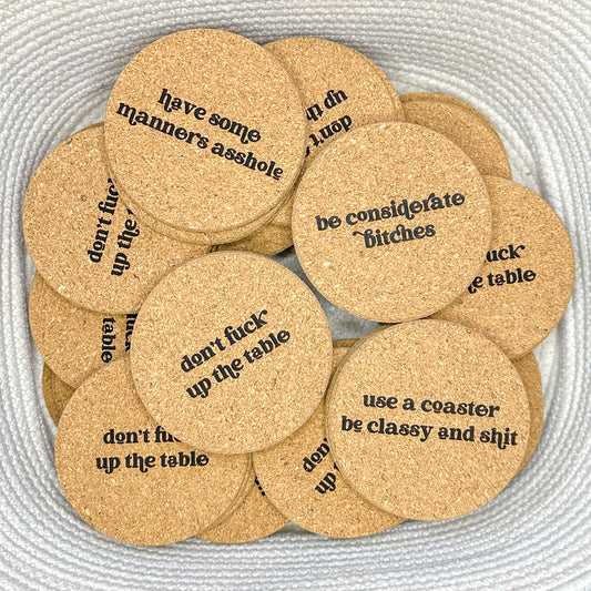 Coasters 4pk - Cork - Swear Assortment