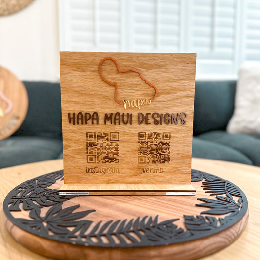 Social Media Sign - Wooden 3D - Square - 2 QR Codes
